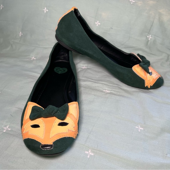 TUK sueded fox ballet flats green Sz 9 - Picture 10 of 11